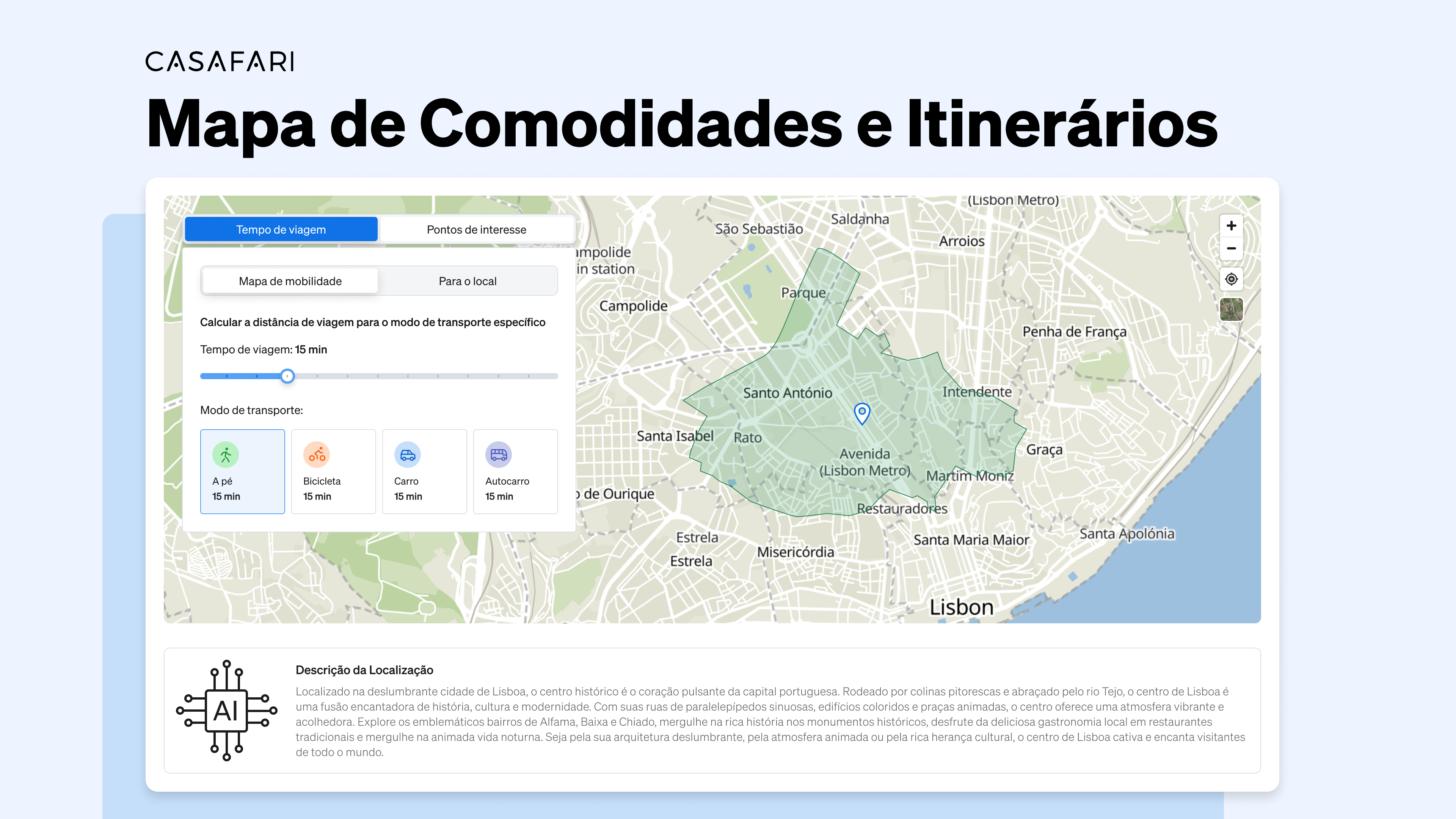 O Mapa Inteligente de Comodidades e Itinerários da CASAFARI