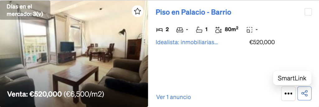 Botón para generar un Smartlink y compartir la información de un inmueble con sus clientes