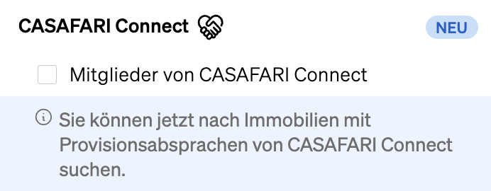 Filtern nach auf CASAFARI Connect verfügbaren Eigenschaften