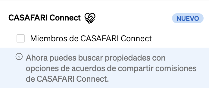 Filtre las propiedades que forman parte de CASAFARI Connect en la búsqueda de propiedades CASAFARI